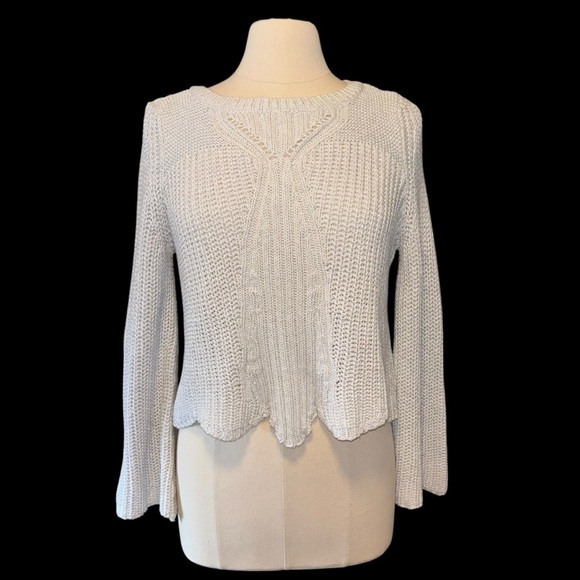 Aerie | Metallic Knit Scallop Hem Sweater | Medium - Picture 1 of 8